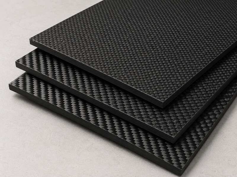 3K and T300 carbon fiber sheet materials with plain and twill weave surfaces