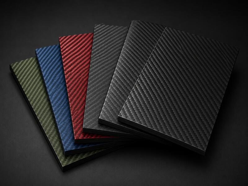 Colored carbon fiber sheets with glossy matte and custom finish options