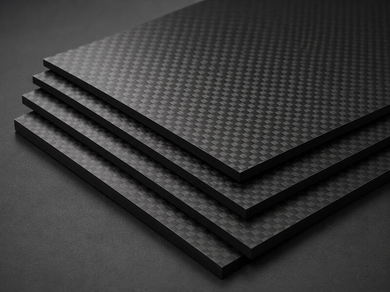 Carbon fiber sheet stack with woven surface for panels, covers, fixtures, and machined parts
